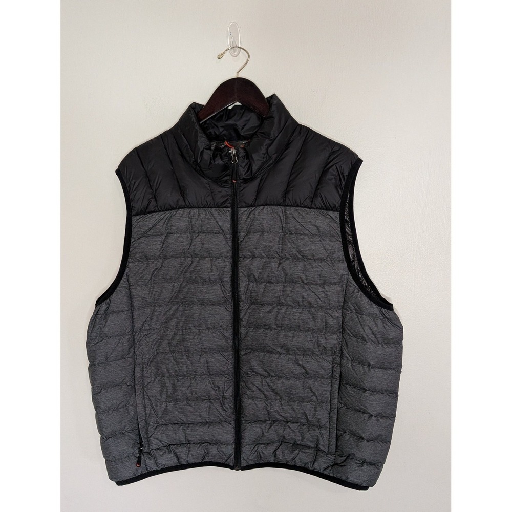 Hawke & Co Mens XXL Vest Gray Down Puffer Full Zip Packable Outdoor Hiking Warm
